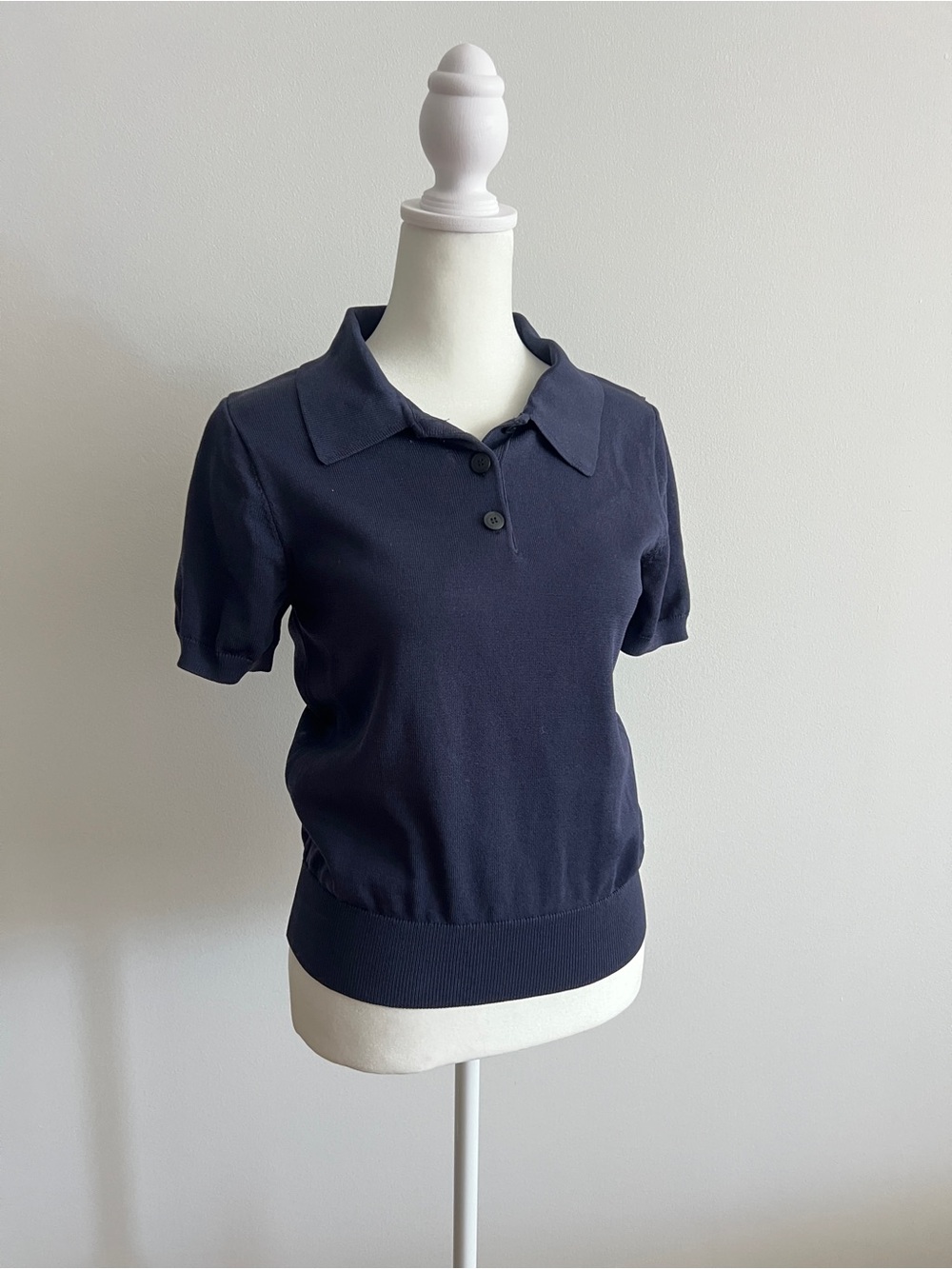 Zara Dark Navy Short Sleeve Polo Top